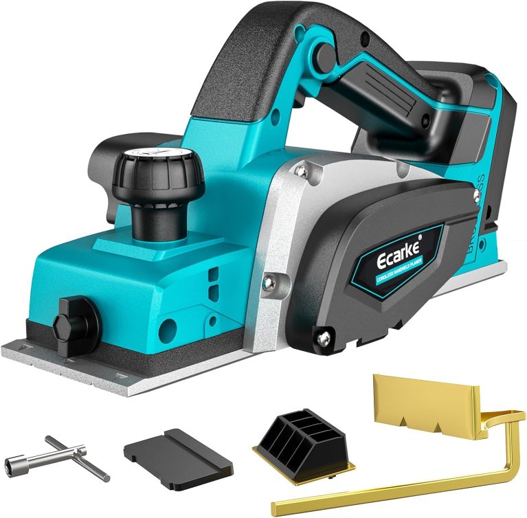 Ecarke Rabot électrique Sans Fil 750W Compatible avec Batteries Makita 18V, Moteur Brushless, 15000 tr/min, Largeur 82mm, Profondeur 0–2mm, pour Bois, Meubles & Bricolage(Outils Uniquement)