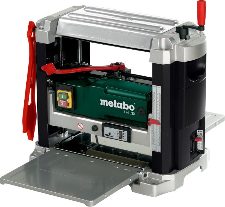 metabo DH 330 Raboteuse de Chantier, 1800W, Largeur de Rabotage 330mm | Raboteuse de table portable, hauteur de passage 152mm, tables escamotables, réglage précision, table fonte alu et acier